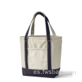 Natural Navy Beach Open Top Boat Tote Bolsa de lona